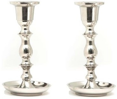Indian Reverie Aluminium, Nickel Candle Holder Set Silver, Pack of 2 Indian Reverie Aluminium, Nickel Candle Holder Set Silver, Pack of 2