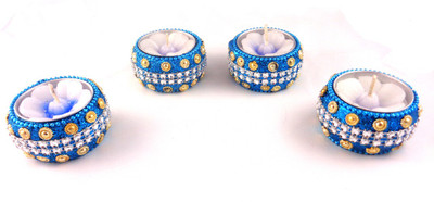 24% OFF on Bagrab Sparkling Medium - Blue Set of 4 Aluminium 4 - Cup Tealight Holder Blue, Pack of 4 24% OFF on Bagrab Sparkling Medium - Blue Set of 4 Aluminium 4 - Cup Tealight Holder Blue, Pack of 4