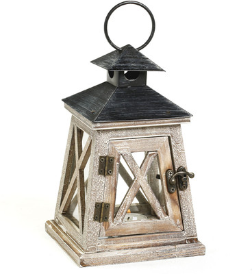 45% OFF on Aapno Rajasthan Texture House Lantern with Hinge Door Wooden Tealight Holder Red, Pack of 1