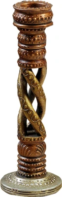 12% OFF on Aapno Rajasthan Wooden Helix Design with Enamel Wooden 1 - Cup Candle Holder Brown, Pack of 1