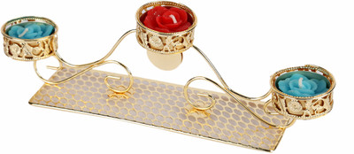 Anisha Creatives Iron 3 - Cup Candle Holder Gold, Pack of 1 Anisha Creatives Iron 3 - Cup Candle Holder Gold, Pack of 1