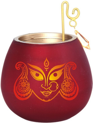 44% OFF on Divine Twinkler Glass Tealight Holder Red, Pack of 1