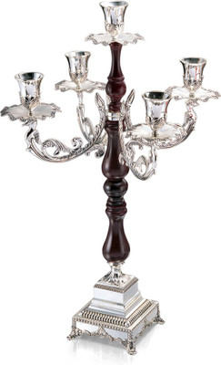 9% OFF on Treta Silver, Wooden 5 - Cup Candle Holder Brown, Silver, Pack of 1