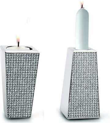Momentz Silver Candle Holder Set Silver, Pack of 2 Momentz Silver Candle Holder Set Silver, Pack of 2