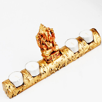 9% OFF on Ghasitaram Gifts Ganesh T-Lite Plastic Tealight Holder Gold, Pack of 1