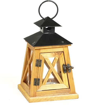 45% OFF on Aapno Rajasthan Wood Finished Mini Lantern with a Hinge Door Wooden Tealight Holder Brown, Pack of 1