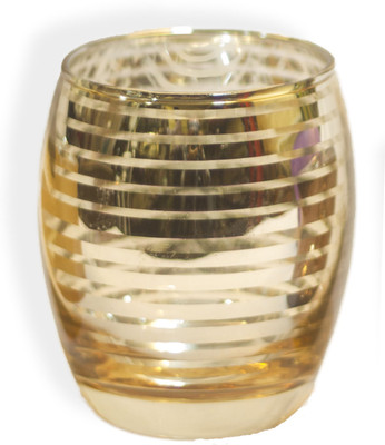 Jhaveri Glass Votive Holder Glass 1 - Cup Candle Holder Gold, Pack of 1