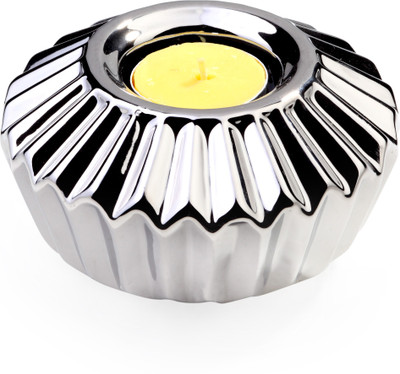 Fennel Ceramic Tealight Holder Silver, Pack of 1