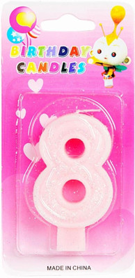 Ollington St. Collection 8 Number Shaped - Pink Birthday Candle