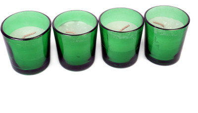 Silverlight Green Glass Votive Candle (Green, Pack Of 4)