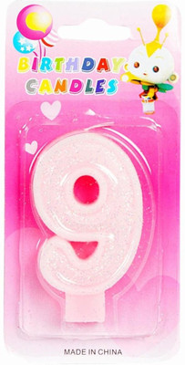 Ollington St. Collection 9 Number Shaped - Pink Birthday Candle