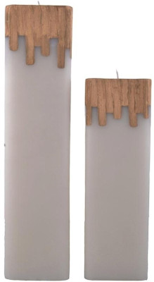 Tvish Candles Set Of Two White And Gold Castle Square Candle (White, Pack Of 2)