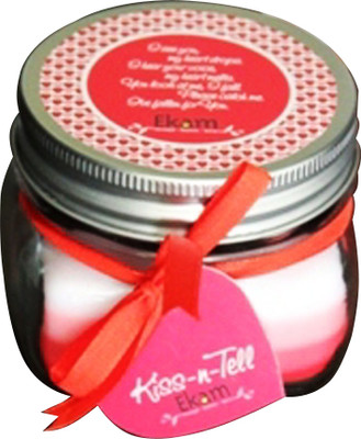 Ekam Kiss N Tell Red Striped Luscious Strawberry Fragrance 3 Oz Jar Candle