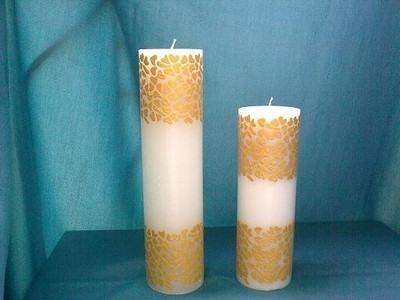 Tvish Candles Set Of Two White And Gold Floral Rhapsody Candle Candle (White, Pack Of 2)