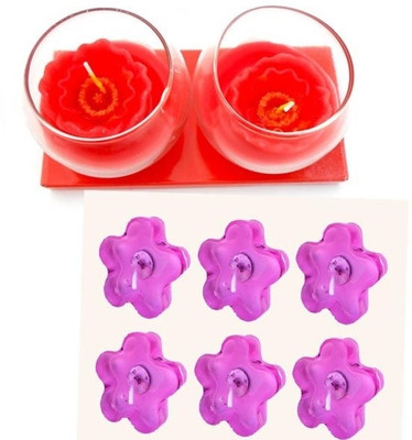 Smartkshop Gifts Scented In A Rose Set Of 2 And Flower Perfumed Set Of 6 Floating Gel Candle (Multicolor, Pack Of 8)