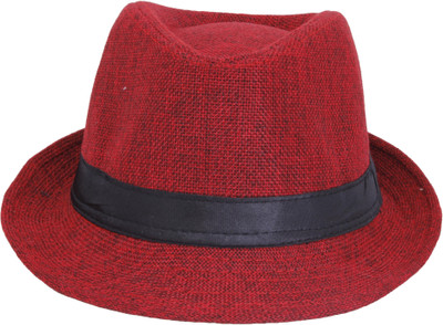 77% OFF on InnovationTheStore HM16red Self Design Fedora Cap