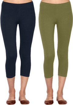Linking Threads Vetha Women's Dark Blue, Light Green Capri