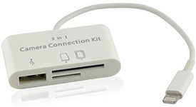 Lyouth Lanfeld 3 In 1 OTG Adapter 8 Pin To USB 2.0 Female, Tf/sd Smart Card Reader Combo Camera Connection Kit Car Charger (White)