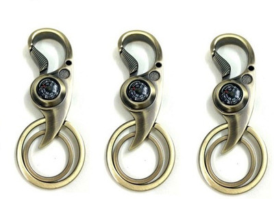 Ezone Double Ring Compass Bottle Opener pack of 3 Locking Key Chain