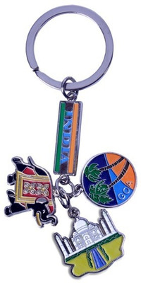 The Bombay Store Assorted Charms Metal (Elephant,Taj & Goa Beach) Keychain