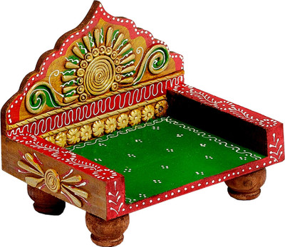 25% OFF on Aapno Rajasthan Hand Painted Mini Throne Wooden Pooja Chowki Multicolor, Pack of 1