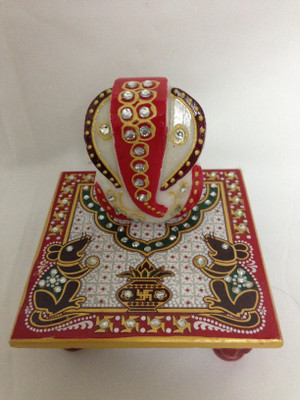 20% OFF on Mharo Rajasthan Marble Ganesha Idol with Kundankari Work Ceramic Pooja Chowki Multicolor, Pack of 2 20% OFF on Mharo Rajasthan Marble Ganesha Idol with Kundankari Work Ceramic Pooja Chowki Multicolor, Pack of 2
