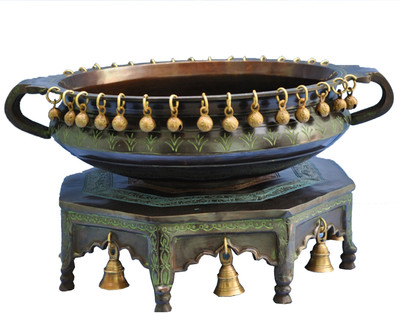 52% OFF on Aakrati Metal Hand Made Articraft Hurli With Brass All Purpose Chowki Brown, Pack of 2