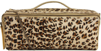 10% OFF on GoGuava Leopard Print Hair Women Casual Beige Genuine Leather Clutch