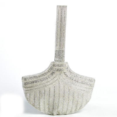 19% OFF on Aapno Rajasthan Women Party Silver, White Beads Clutch