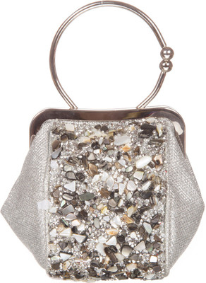 29% OFF on Nyls EC-002 Women Party Silver Fabric Clutch