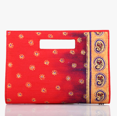 Rangrage Handpainted Tradition Ladies Women Casual Red Silk Clutch Rangrage Handpainted Tradition Ladies Women Casual Red Silk Clutch