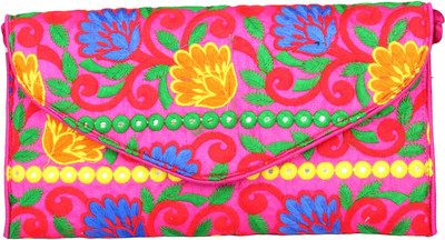 60% OFF on Glitters Raw Silk Floral Embroide Women Party Pink Silk Clutch 60% OFF on Glitters Raw Silk Floral Embroide Women Party Pink Silk Clutch