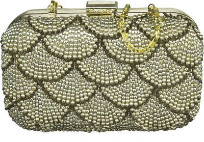 55% OFF on Neon By Paint Trendy Women Party Gold Fabric Clutch