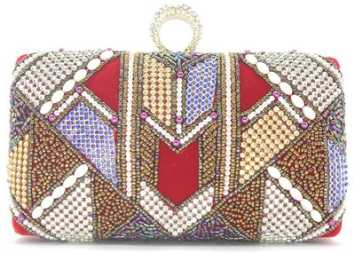 50% OFF on Myrah Moti Work Women Casual Red Metal Clutch