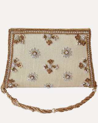 55% OFF on Moksh A791GO200 Women Casual, Party Gold Dupion Silk Clutch