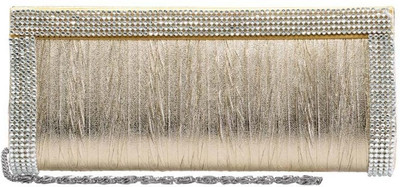 66% OFF on Oleva Women Casual, Party Gold Silk, Genuine Leather Clutch