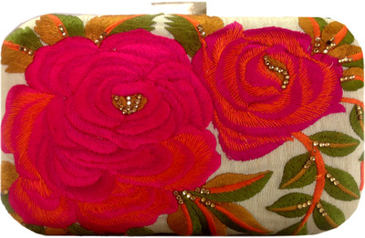 Charming Women Party Beige Silk Clutch