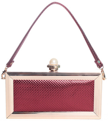 57% OFF on Eleegance 2331 Women Party Red, Gold PU Clutch