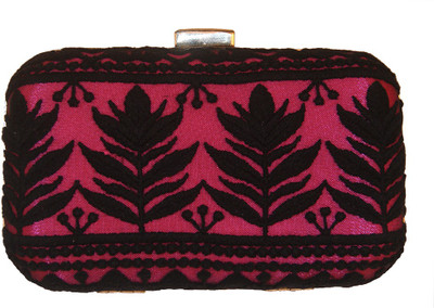 Ruhmet Linear Lace Bag Black Women Party, Wedding, Festive Black Net Clutch