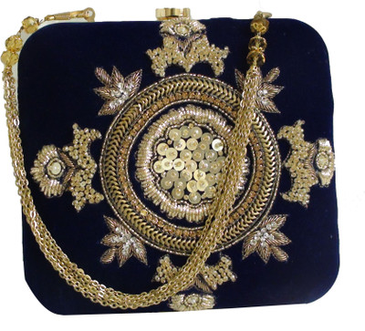 31% OFF on Fashion Jamun Box Women, Girls Formal, Party, Wedding Blue Velvet Clutch