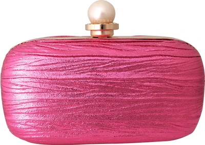 33% OFF on Super Drool Shimmering Fuschia Pearl Clasp Women Formal Pink Metal Clutch