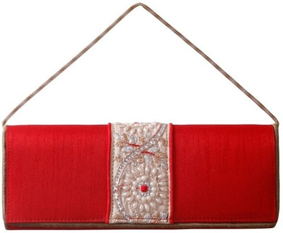 15% OFF on Craftstages Women Party Red Silk Clutch 15% OFF on Craftstages Women Party Red Silk Clutch