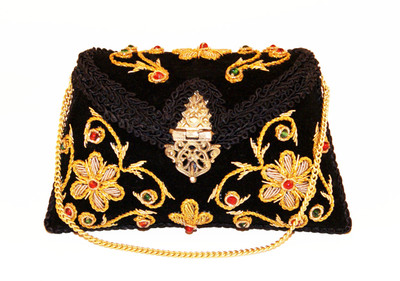 14% OFF on Ruhmet Flower Twirl Women Casual, Party, Wedding Black Metal, Velvet Clutch