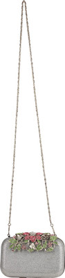 50% OFF on SJ Floral Grace Women Party Silver Stainless Steel Clutch