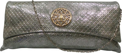 Bhamini Shimmer Quilted Soft with Rose Gold Brooch Women Party Silver Fabric Clutch Bhamini Shimmer Quilted Soft with Rose Gold Brooch Women Party Silver Fabric Clutch