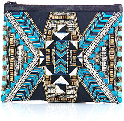 20% OFF on Shaun Design Women Party Multicolor Cotton, Genuine Leather Clutch