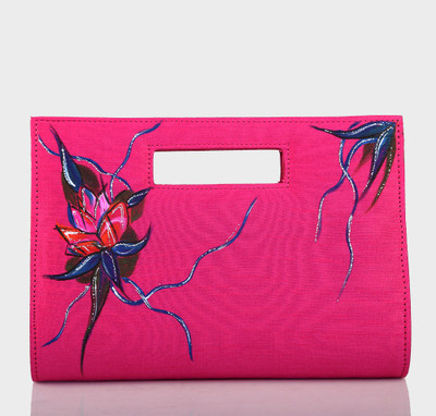 80% OFF on Rangrage Handpainted Pleasure Ladies Women Casual Pink Silk Clutch
