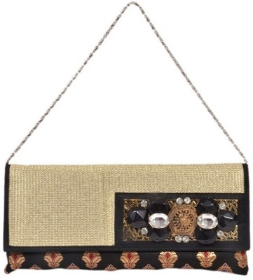 33% OFF on Craftstages Design with Stone work Girls Party Black Silk Clutch