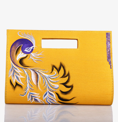 80% OFF on Rangrage Handpainted Ultimate Ladies Women Casual Yellow Silk Clutch