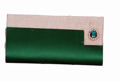 53% OFF on Bag Berry Richness of Brooch Women Casual, Party Green Silk Clutch